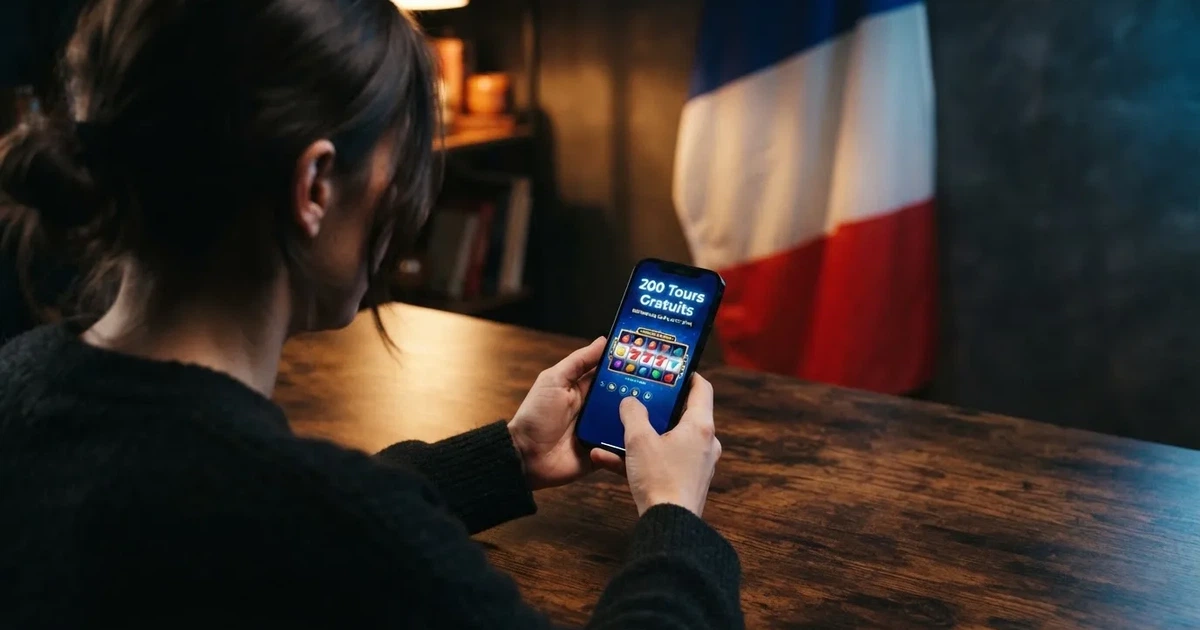 Symbole de la réglementation française des jeux d'argent en ligne, avec un drapeau français en arrière-plan, sans marque de casino visible