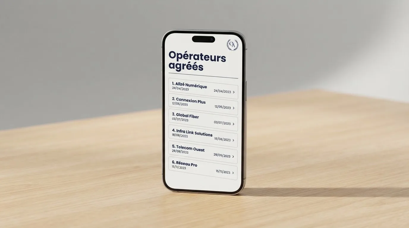 document officiel stylisé représentant un agrément ANJ consulté sur smartphone