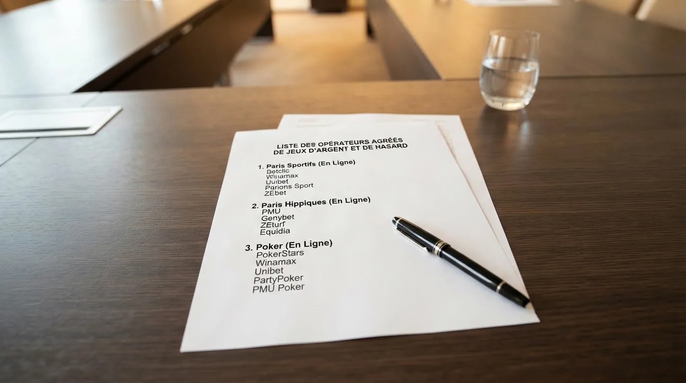document réglementaire présentant la liste des opérateurs de jeux agréés en France