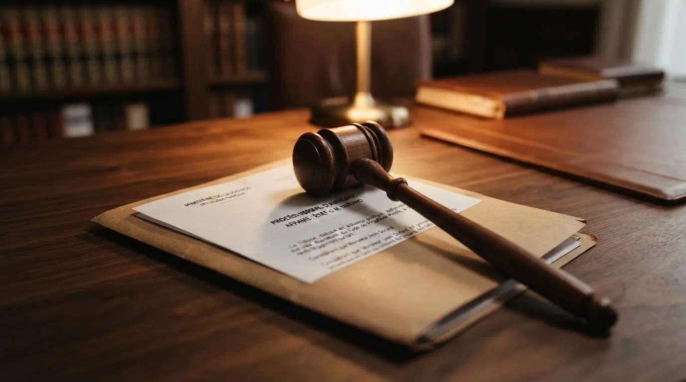 A gavel resting on a folder marked with a legal document, symbolizing regulatory enforcement